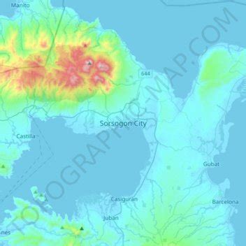 Sorsogon City topographic map, elevation, terrain.